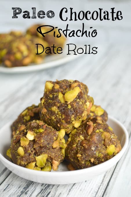 Paleo Chocolate Pistachio Date Rolls