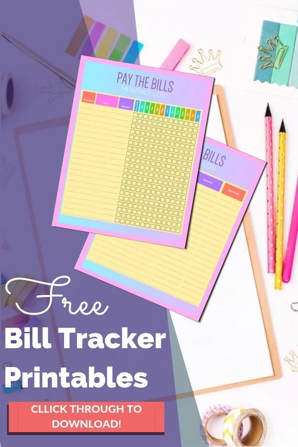 free bill tracker printables
