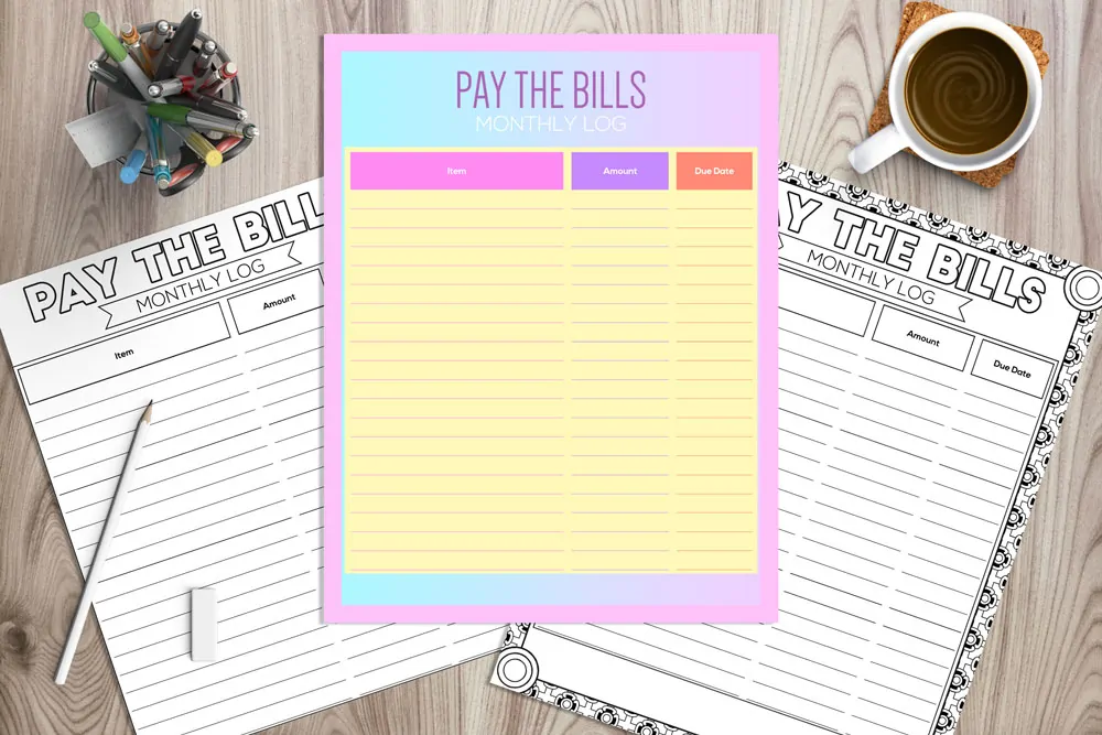 printable monthly bill payment checklists
