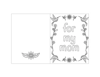 free printable Mother's Day card with hummingbirds and text "for my mom"