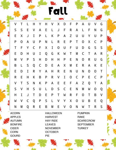 fall-word-search preview with colorful leaf background