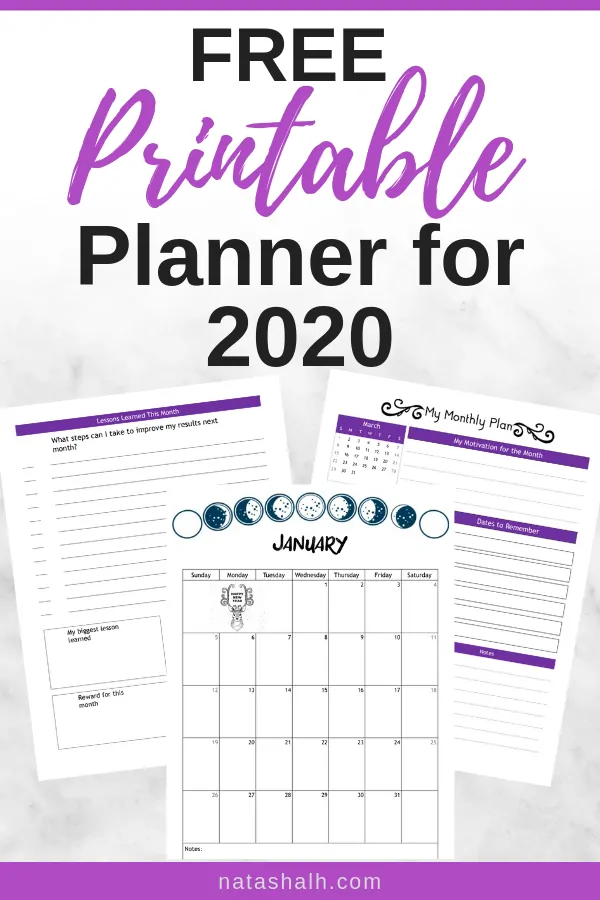 free planner printable for 2020
