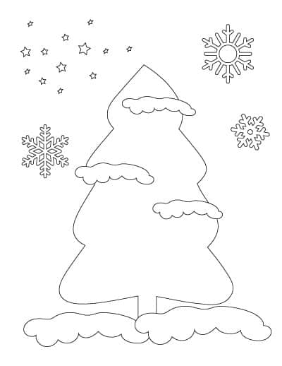 coloring-page-of-christmas-tree-with-snow-and-snowflakes