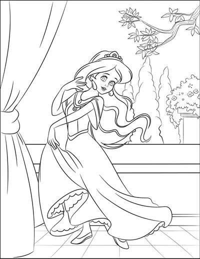 dancing princess on balcony coloring sheet