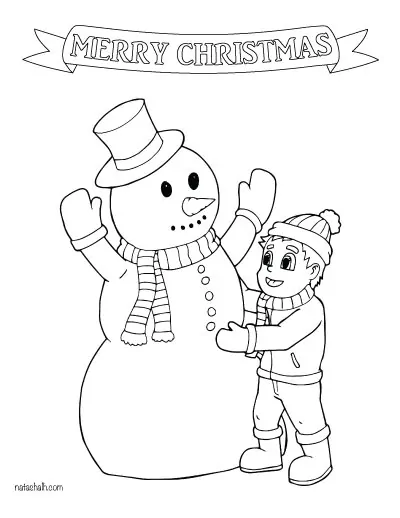 building a snowman coloring page