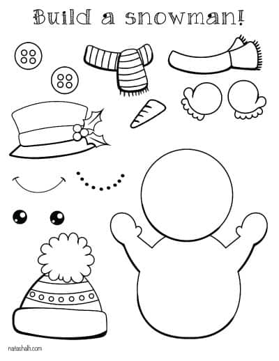 build a snowman cut and paste page