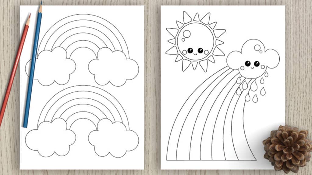 free printable rainbow coloring page for kids