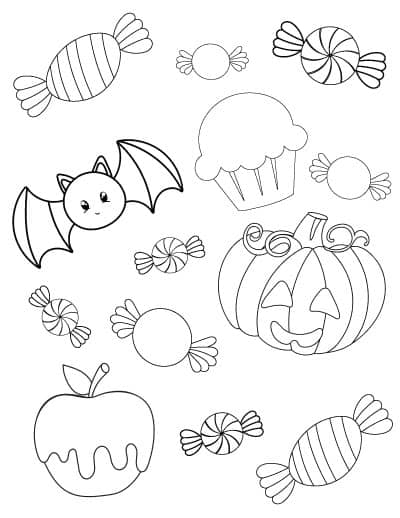halloween treats coloring page