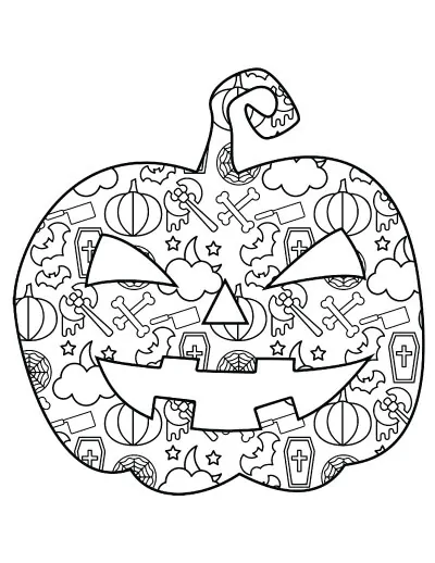 jack o lantern with pattern fill coloring page