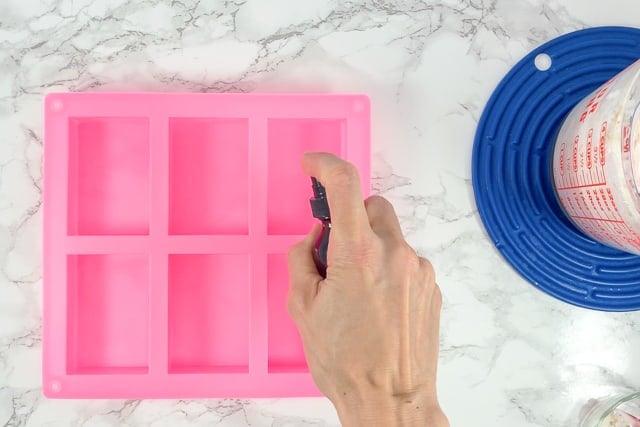 spray silicone soap mold with rubbing alcohol