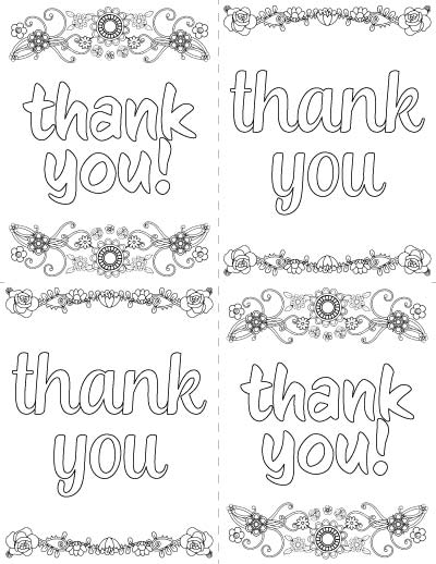 floral printable thank you cards to color