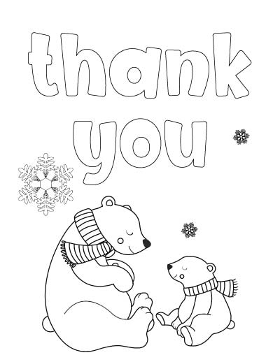polar bear christmas thank you printable