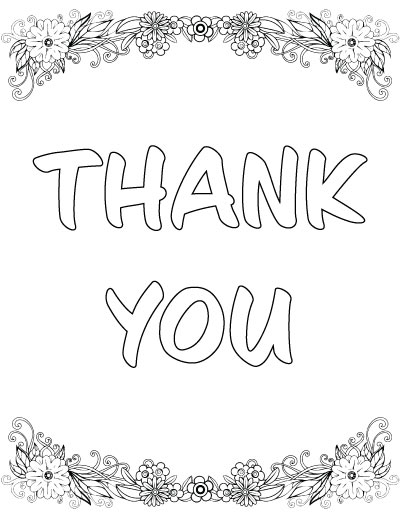 floral thank you coloring page