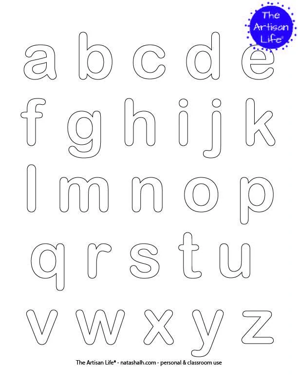 lowercase alphabet abcs coloring poster with the entire alphabet in bubble letters to color