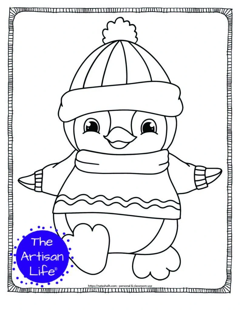 valentine penguins coloring pages