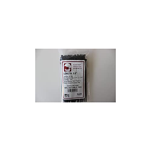 Black Point Products BE-0106B BLACK Cable Tie Bag (100 Pack), 5.6"