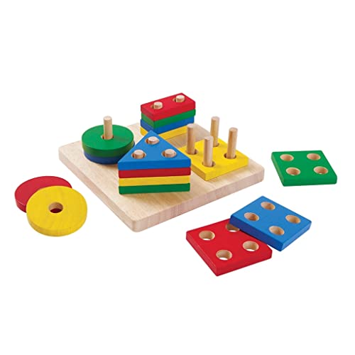 PlanToys (2403 Wooden Geometric Sorting Board Sustainably Made from...