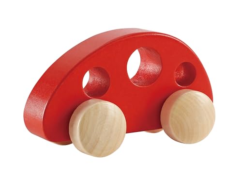 Hape Mini Van Wooden Toddler Toy Vehicle in Red, L: 4.9, W: 2.5, H: 2.8...