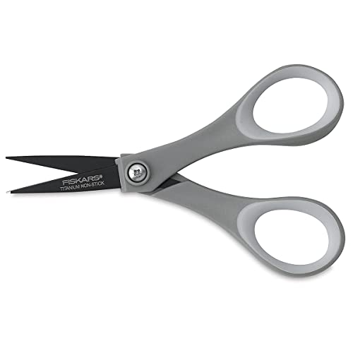 Fiskars 154110-1001 Non-stick Titanium Softgrip Detail Scissors, 5 Inch