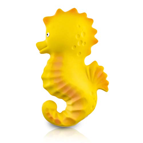 Pure Natural Rubber Baby Bath Toy - Nalu The Seahorse - Without Holes, BPA,...