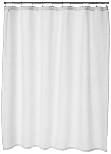 Echelon Home Washed Belgian Linen Shower Curtain, Eggshell White