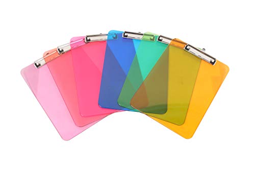 Amazon Basics Plastic Clipboards, Pack of 6, Letter, Assorted Color