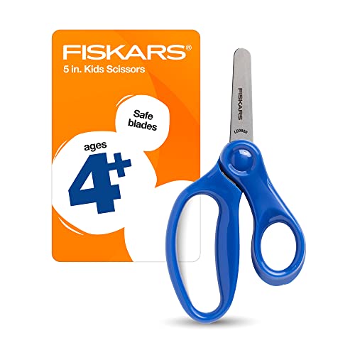 Fiskars Kids Scissors, Scissors for School, Blunt Tip Scissors, 5 Inch,...