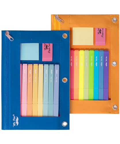 Mr. Pen - Pencil Pouch, Blue and Orange, 2 Fabric Pencil Pouches, Binder...
