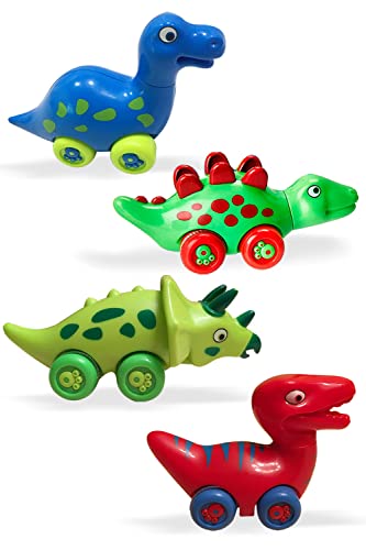 3 Bees and Me Dinosaur Car Toys for Toddlers | Dinosaurs with Wheels 4-in-1...