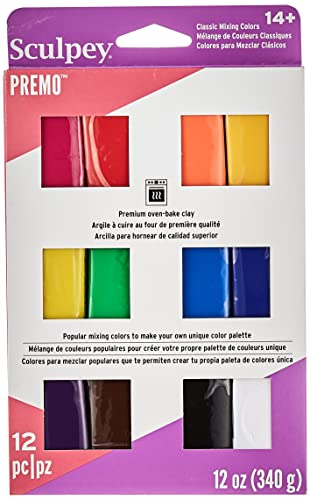 Sculpey Premo Classic Mixing Color sampler pack, 12 colors, Polymer...