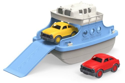 Green Toys Ferry Boat with Mini Cars Bathtub Toy, Blue/White, Standard