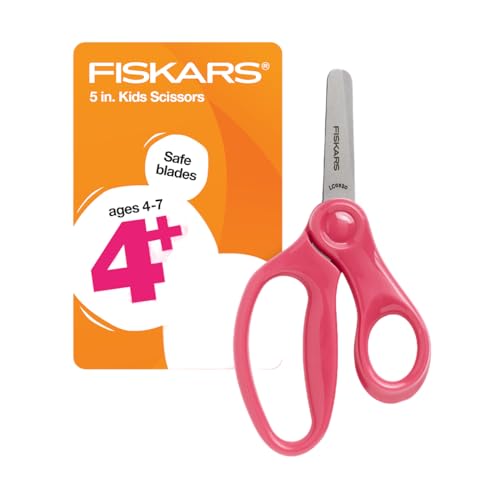 Fiskars 5" Blunt-Tip Scissors for Kids Ages 4-7, For School or Crafting,...
