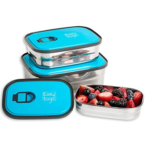 Easy Togo Leak Proof Bento Lunch Box Set | Reusable 3 Pack | Nesting...