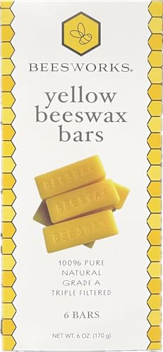 Beesworks Yellow Beeswax Bars (6 oz) | 100% Pure, Cosmetic Grade,...