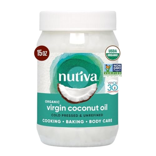Nutiva Organic Coconut Oil 15 fl oz, Cold-Pressed, Fresh Flavor for...