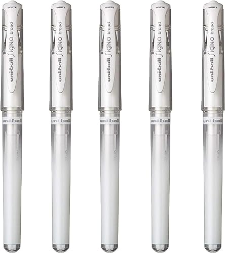 Uni-Ball Signo Broad Point Gel Impact Pen White Ink-1.0mm Value Set of 5