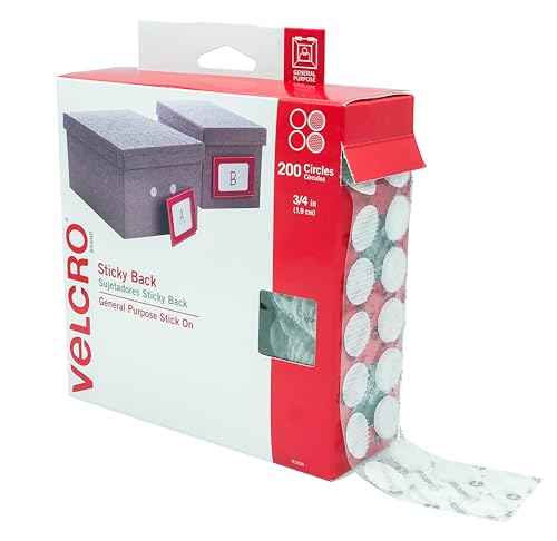 VELCRO Brand Dots with Adhesive White | 200 Pk | ¾" Circles | Sticky Back...