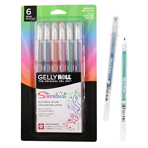 SAKURA Gelly Roll Stardust Meteor Glitter Gel Pens - Bold Point Ink Pen for...
