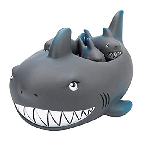 Playmaker Toys Rubber Shark Family Bath Toy or Pet Toy Set