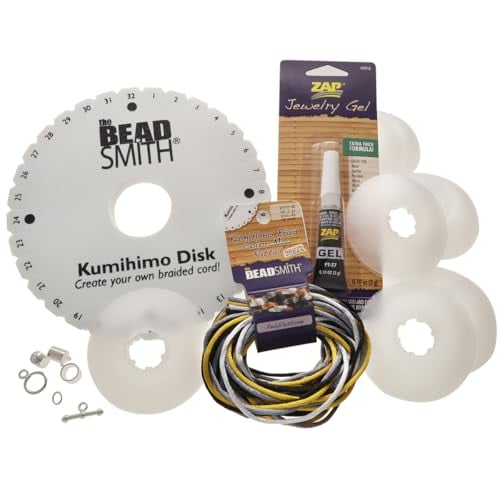 The Beadsmith Kumihimo Starter Kit – Includes Disk, Adhesive, Bobbins,...