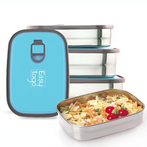 Easy Togo 3 Pack Stainless Steel Bento Lunch Box Set, Food Prep Rectangular...