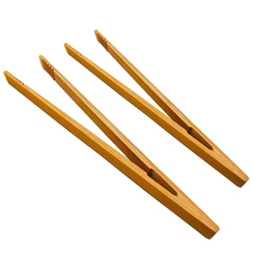 2 Pieces 100% Natural Bamboo Toast Tongs,10.2 Inches Long Tongs with...