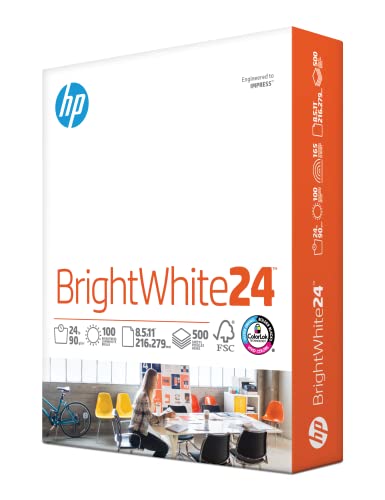 HP Printer Paper | 8.5 x 11 Paper | BrightWhite 24 lb |1 Ream - 500 Sheets|...