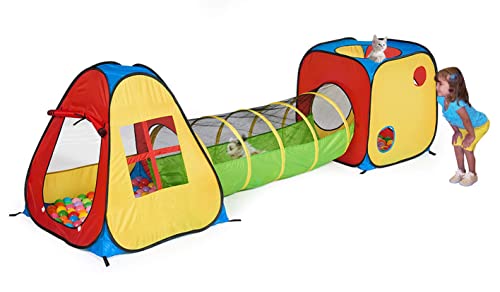 UTEX 3 in 1 Pop Up Play Tent with Tunnel, Ball Pit for Kids, Boys, Girls,...