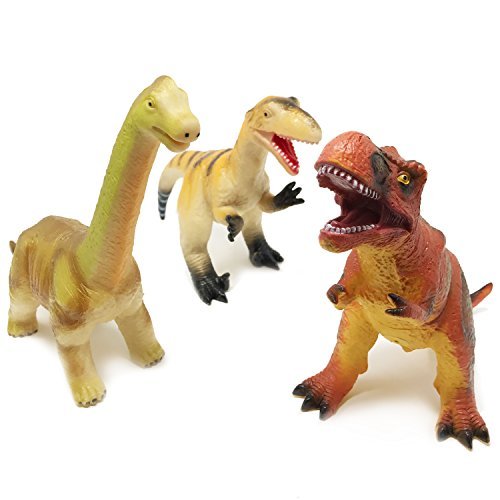 Boley Jumbo Dinosaur Toy Set - 3 Pack Big Soft Cotton-Stuffed Plastic...