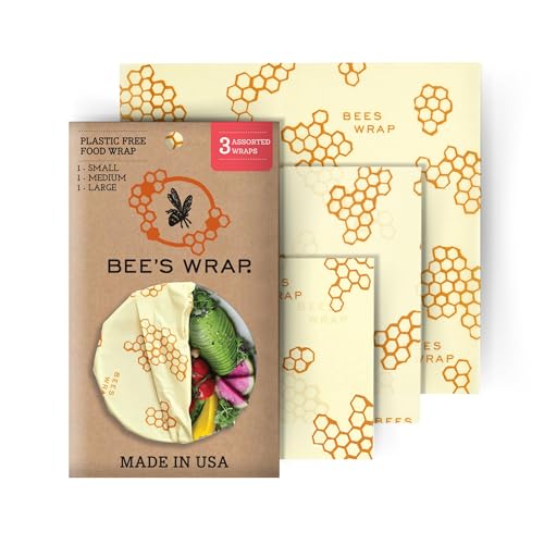 Bee's Wrap Reusable Beeswax Food Wraps Made in the USA, Eco Friendly...
