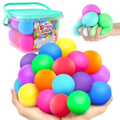Sensory Stress Ball Set for Adults, 18 Pack Fidget Toy Bulk, Anti-Anxiety...