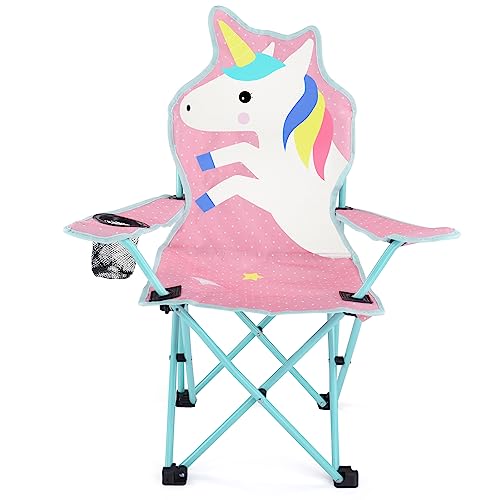 KABOER Unicorn Folding Chair with Cup Holder and Carrying Bag for Kids...