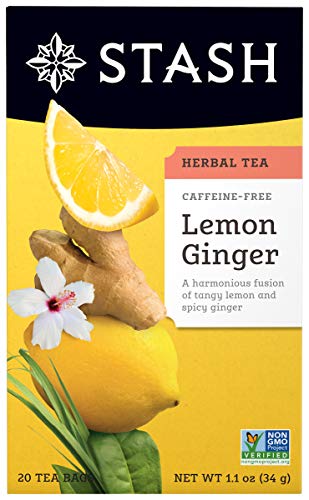 Stash Tea Lemon Ginger Herbal Tea, Box of 20 Tea Bags