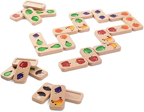 PlanToys Wooden Veggie & Fruit Dominoes (5639)| Sustainably Made from...